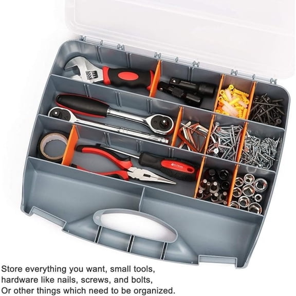 Small Parts Storage Organizer, Plastic Organizer Box with Dividers, Nuts and Bolts Organizer, Portable Tool Box, 10X8X1.5 in Clear Hardware Carrying Case with Custom Plastic