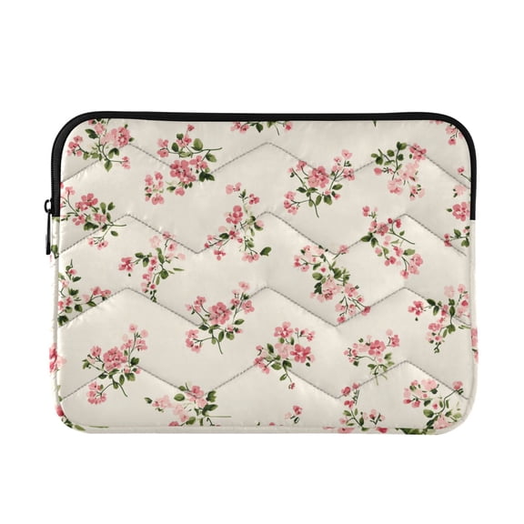 Small Pastel Pink Flowers on Spring Quilted Laptop Protective Cases Computer Sleeves Tablet Bags Briefcases M