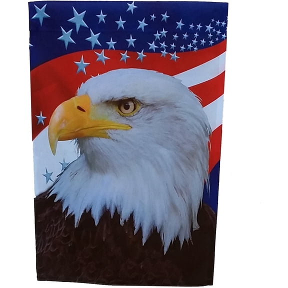 Small Patriotic Garden U.S. Flag - 12" x 18", Red, White & Blue, American Eagle, USA, Memorial Day, 4th of July, President's Day
