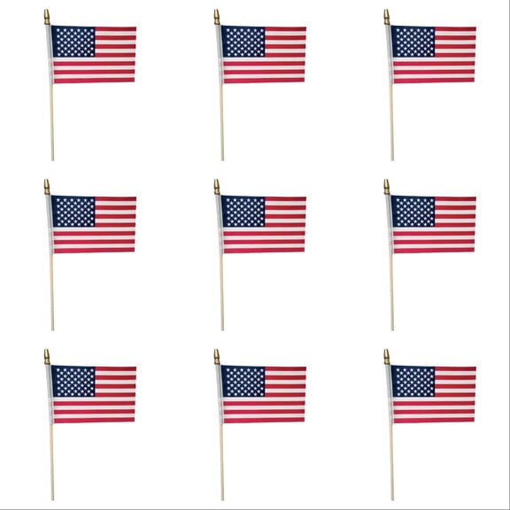 Small Patriotic Stick Flag - Mini Handheld Flag for Independence Day, Memorial Day, and Holiday Party Decorations - Patriotic Party Supply for Indoor and Outdoor Events, 9.8x5.9 Inch, 12 PCS