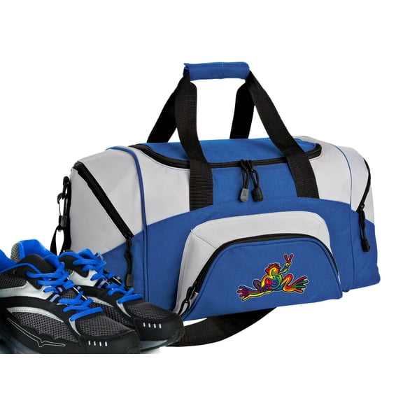 Small Peace Frog Gym Bag or Small Peace Frogs Duffel Bag