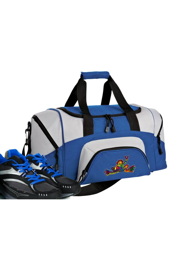 Small Peace Frog Gym Bag or Small Peace Frogs Duffel Bag