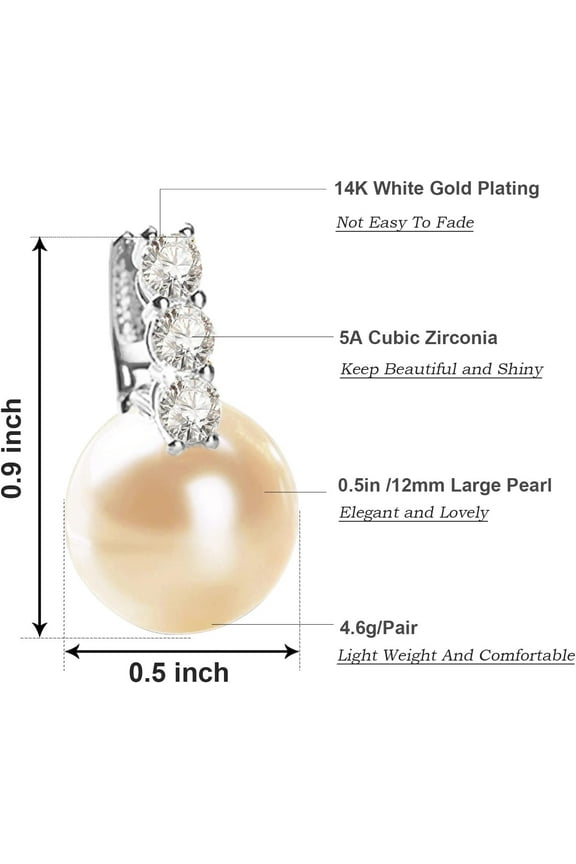 Small Pearl Earrings For Women 925 Sterling Silver Plated White Gold Dangle Op Earrings Cubic Zirconia Pearl Op Earrings[Z981]