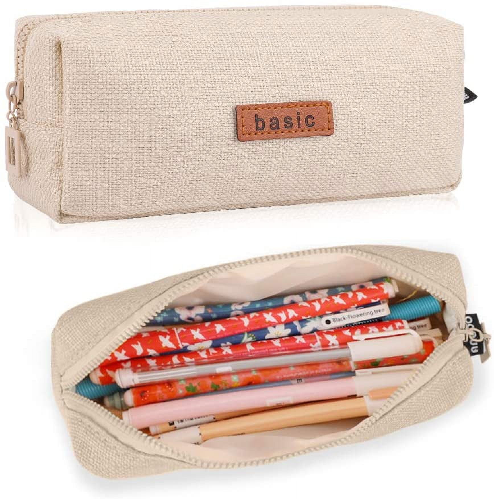  iSuperb Portable Pencil Case Large Capacity Cotton Linen  Organizer Storage Zipper Compartments Pen Bag Pouch Makeup Bag : Office  Products
