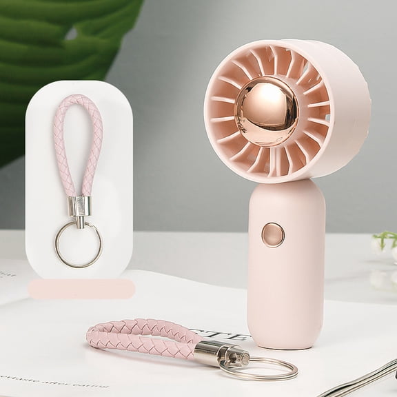 Small Personal Portable Rechargeable Fan, 4 in Total Height, Rose Gold Trim, Pink Body, Handheld Use, Travel Hiking Camping, 1 Pc
