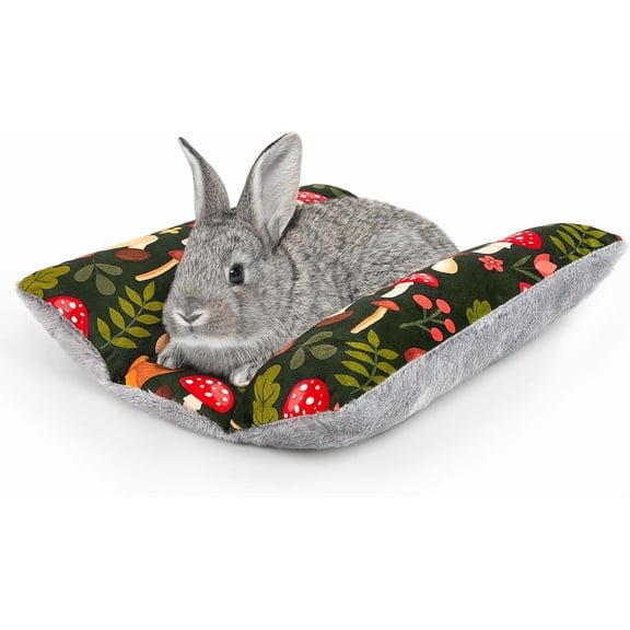 Small Pet Bed 15 x 14 Inch Thickened Plush Bunny Mat with Soft Cushion, Washable Double-Sided Flop Pad for Rabbits and Similar Size Pets