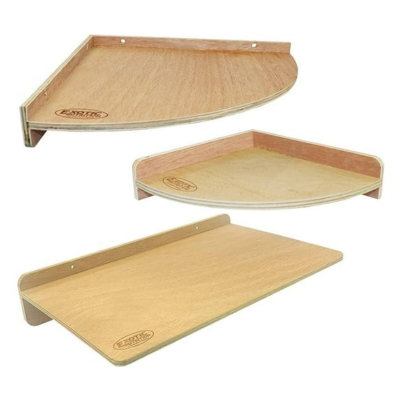 Small Pet Cage Platforms - 3 Pack Wood Shelves for Chinchillas, Rats, Rabbits, Guinea Pigs & Sugar Gliders - Assorted Sizes for Climbing & Perching