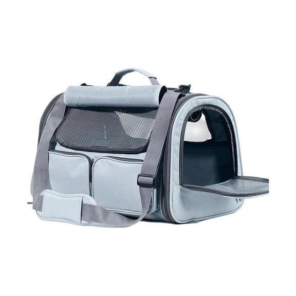 Small Pet Carrier, Airline Approved Cat Carrier, Cat Travel Carrier, Black Mesh Fabric, Foldable Tote Bag, Car Barrier for Car, Pet Travel Essentials, Light Gray, 1 Pc