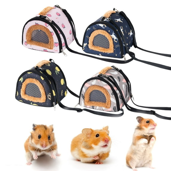 Small Pet Carrier Bag Hamster Carrier Bag with Long Detachable Shoulder Strap, Light Coffee Color Straw Mesh Breathable Portable Outgoing Bag