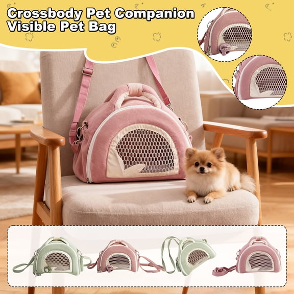 Small Pet Carrier, Guinea Pig Carrier, Hamster Carrier, 10X7X8 Inch Small Crossbody Bag, Breathable Visible Mesh Window Small Pet Carry Bag, Warm Plush Interior, Adjustable