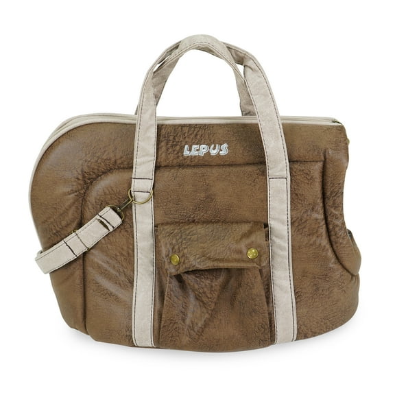 Small Pet Carrier for Small Dogs and Cats - Washable Semi-Open Pet Travel Tote Bag - Adjustable Strap Pet Carrier for Cat Travel Bag - 9.8 x 15.7 x 13 Inch - Brown