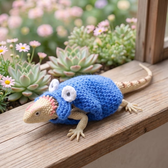 Small Pet Crochet Sweater Soft Hand Knitted Cute Cartoon Reptile Outfit Breathable Lizard Clothes Octopus Shape Small Pet Knit Coat for Bearded Dragon