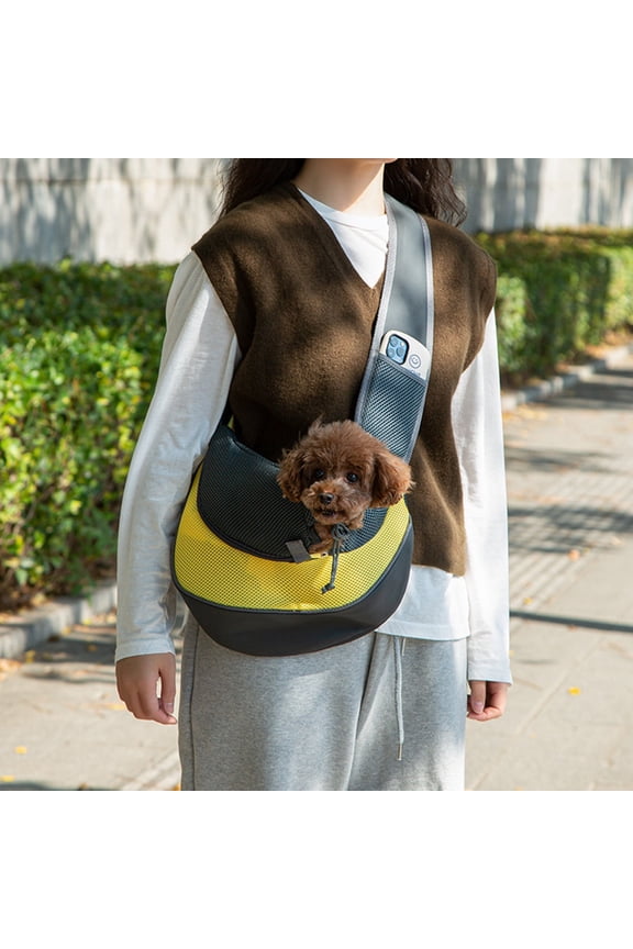 Small Pet Dog Sling Carrier, Breathable Mesh Travelling Pet Hands-Free Sling Bag, Adjustable Padded Strap, Double Protection With Hook And Neck Strap, For Small Dogs Cats, Home Outdoor Use