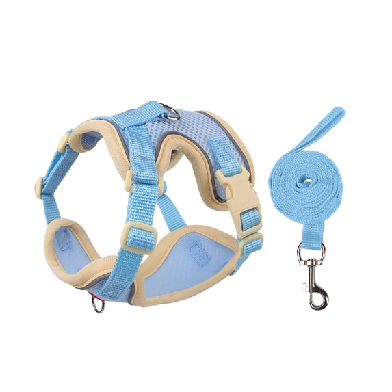 Small Pet Harness Leash Set Escape-Proof Vest for Puppies & Kittens, Adjustable Cat Walking Kit, Soft Breathable Mesh, Chest 12-16 Inches