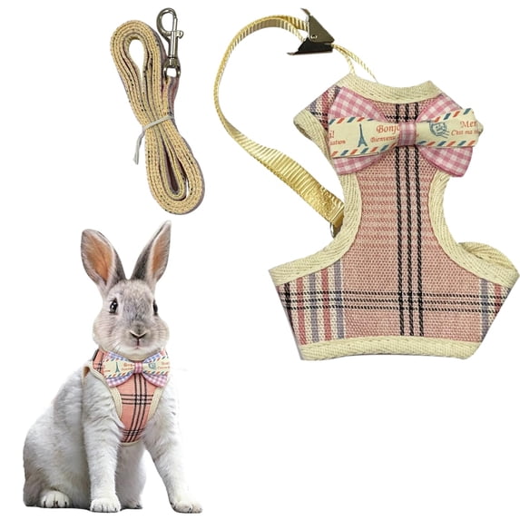 Small Pet Harness and Leash Set, Adjustable Mesh Vest for Rabbit Ferret Guinea Pig, Escape-Proof Bunny Harness Leash Set