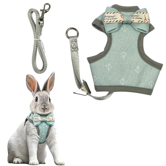Small Pet Harness and Leash Set, Adjustable Mesh Vest for Rabbit Ferret Guinea Pig, Escape-Proof Bunny Harness Leash Set