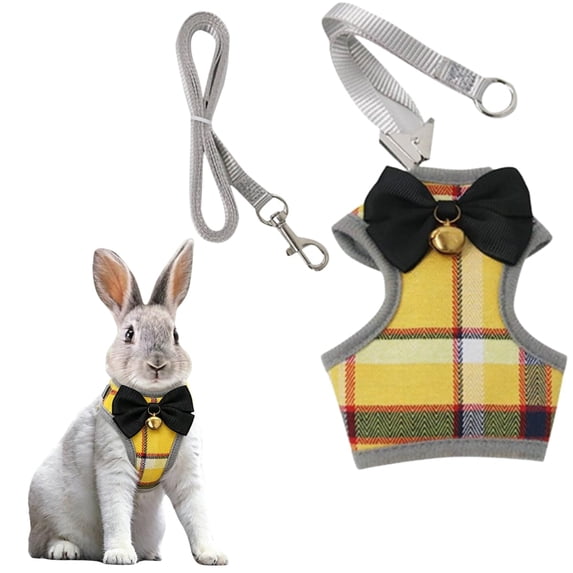 Small Pet Harness and Leash Set, Adjustable Mesh Vest for Rabbit Ferret Guinea Pig, Escape-Proof Bunny Harness Leash Set