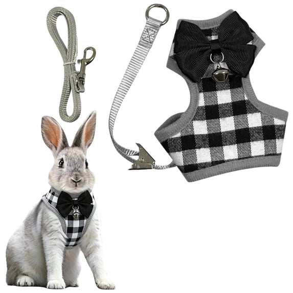 Small Pet Harness and Leash Set, Adjustable Mesh Vest for Rabbit Ferret Guinea Pig, Escape-Proof Bunny Harness Leash Set