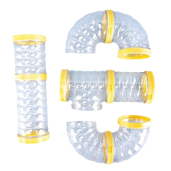DIY Hamster Tunnel Tube Set Transparent Expandable Hamster Cage Maze with Straight & Curved Pipes Small Pet Play Tunnel Hideout Toys for Gerbils Mice CAI260314-E