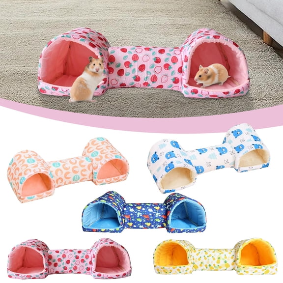Small Pet Hideout for Guinea Pigs with Warm Washable Cave, Non-Slip Bottom & Safe Seams, Suitable for Rabbits Ferrets, 20.1x6.7x5.9in by MPOISVA