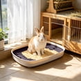 thumbnail image 1 of Small Pet Litter Box Toilet Tray for Rabbits Hamsters Guinea Pigs Hedgehogs Chinchillas Ferrets, Plastic Waste Potty with Detachable Griddle Splash Guard Easy-Clean Cage Accessory, Black, 1 of 6