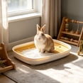 thumbnail image 1 of Small Pet Litter Box Toilet Tray for Rabbits Hamsters Guinea Pigs Hedgehogs Chinchillas Ferrets, Plastic Waste Potty with Detachable Griddle Splash Guard Easy-Clean Cage Accessory, Yellow, 1 of 6