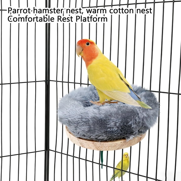 Small Pet Nest With Base For Birds Hamsters Parrots And Small Animal Species, Warm Soft Extra Plush Comfortable Rest Platform Nesting Area, Stable Elevated Base Design With Secure