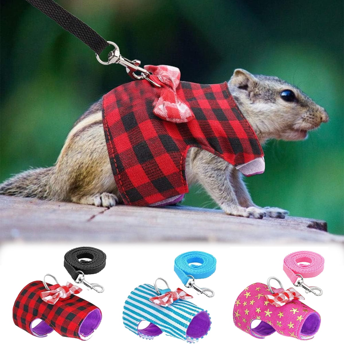 Small Pet Outdoor Walking Harness Vest and Leash Set with Cute Bowknot Decor Chest Strap Harness for Rat Ferret Hamster Squirrel Clothes Accessory Walmart