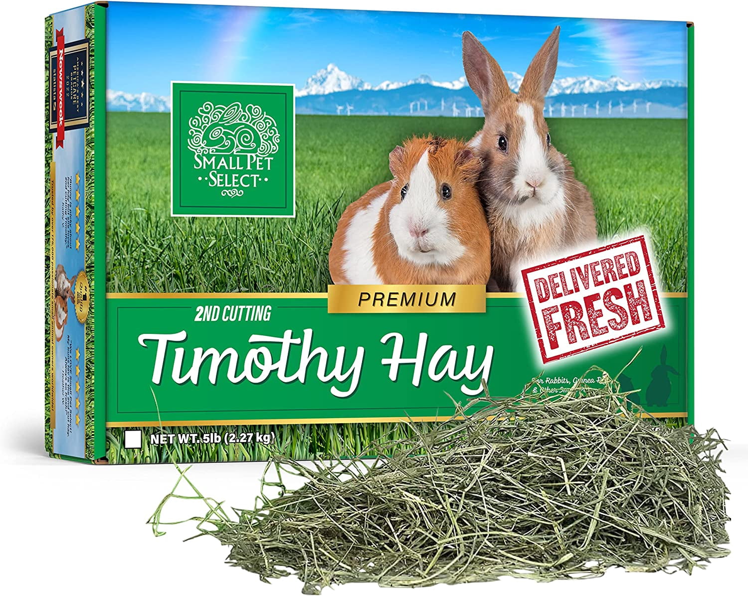 Small Pet Select 3rd Cutting Super Soft Timothy Hay Pet Food for Picky Eaters, Rabbits, Guinea Pigs, and Other Small Animals, Easy to Store Box, 5 LB