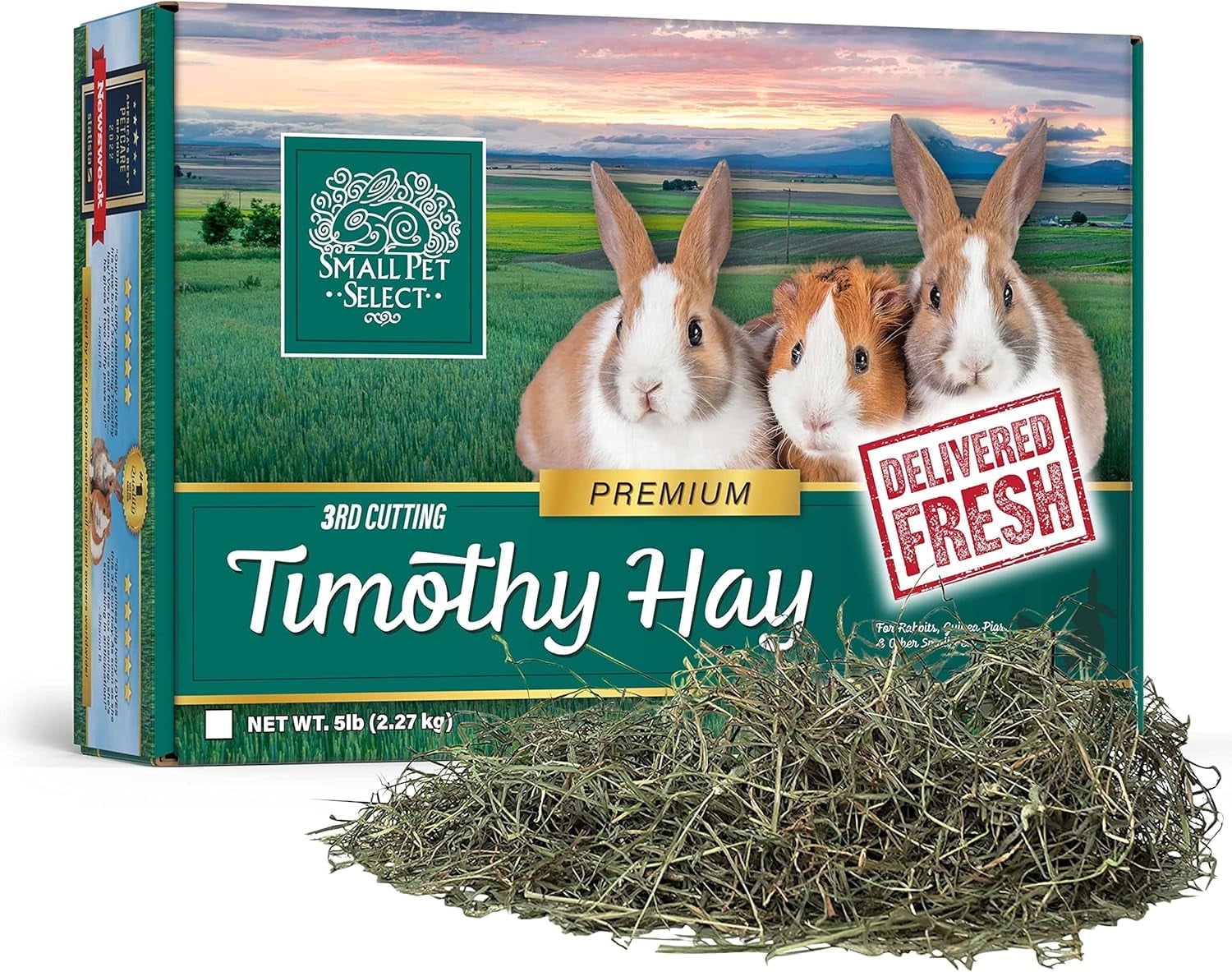 Small Pet Select 3rd Cutting Super Soft Timothy Hay Pet Food for Picky Eaters, Rabbits, Guinea Pigs, and Other Small Animals, Easy to Store Box, 10 LB