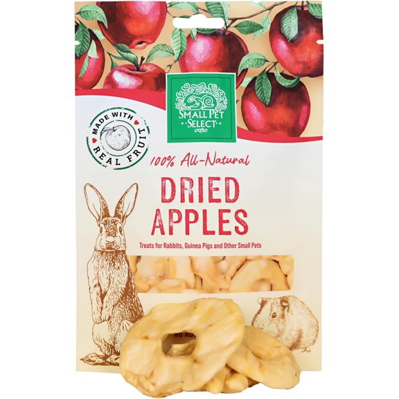 Small Pet Select - Dried Apples, a Natural Treat for Rabbits, Guinea Pigs, Chinchillas, Gerbils, Hamsters, Mice, and Rats, 2oz