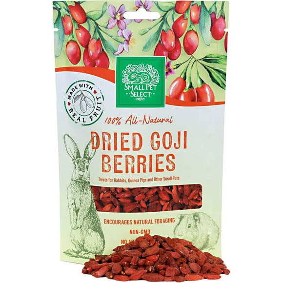 Small Pet Select - Dried Goji Berries, a Natural Treat for Rabbits, Guinea Pigs, Chinchillas, Gerbils, Hamsters, Mice, and Rats, 2oz