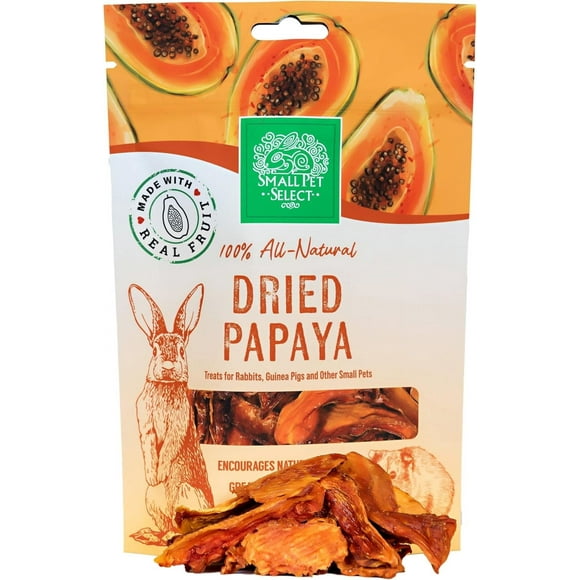 Small Pet Select - Dried Papaya, a Natural Treat for Rabbits, Guinea Pigs, Gerbils, Hamsters, Mice, and Rats, 2oz