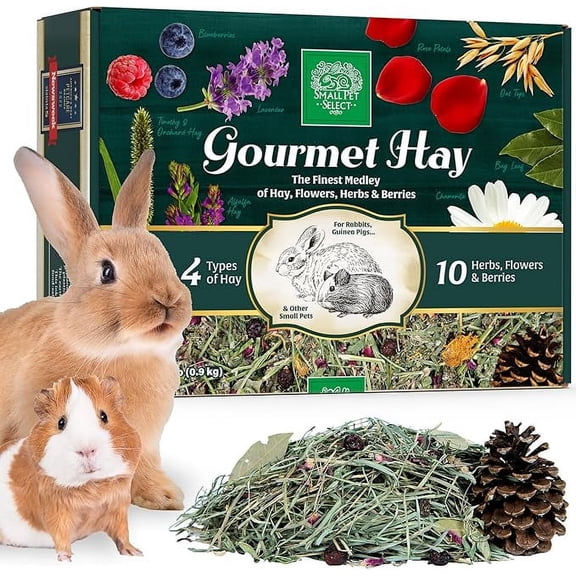 Small Pet Select - Gourmet Hay Pet Food, Exclusive Treat Hay, Flowers, and Herb Blend, for Rabbits, Guinea Pigs, Small Animals, 2lb