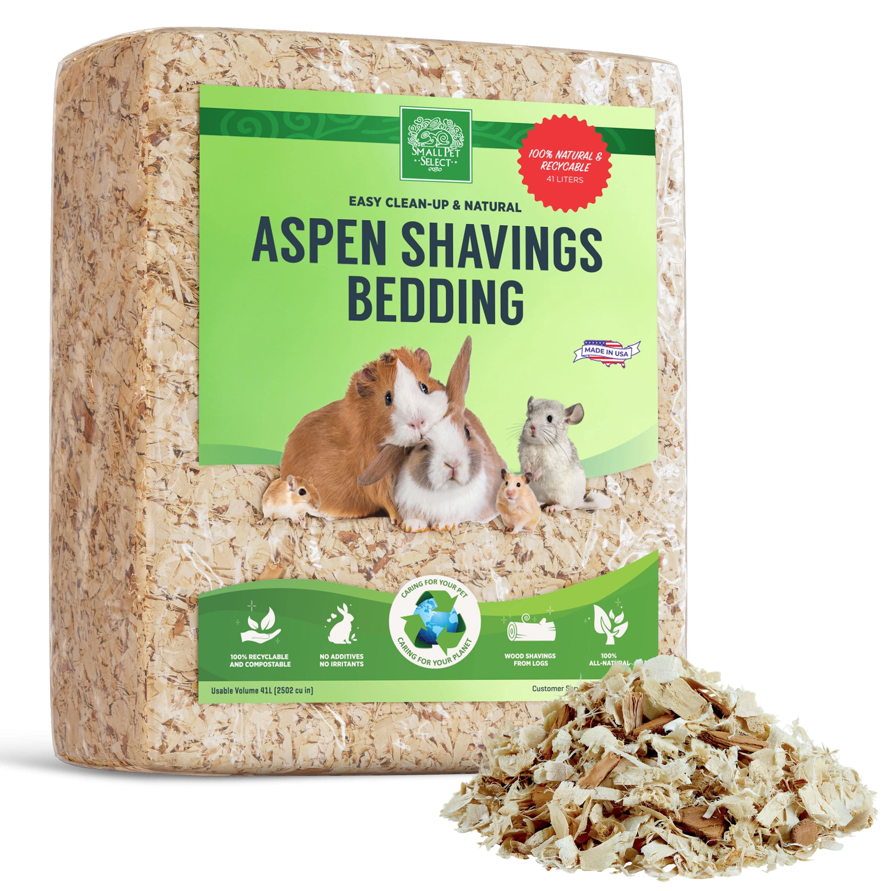 Small Pet Select Premium Natural Aspen Bedding, Animal Bedding for