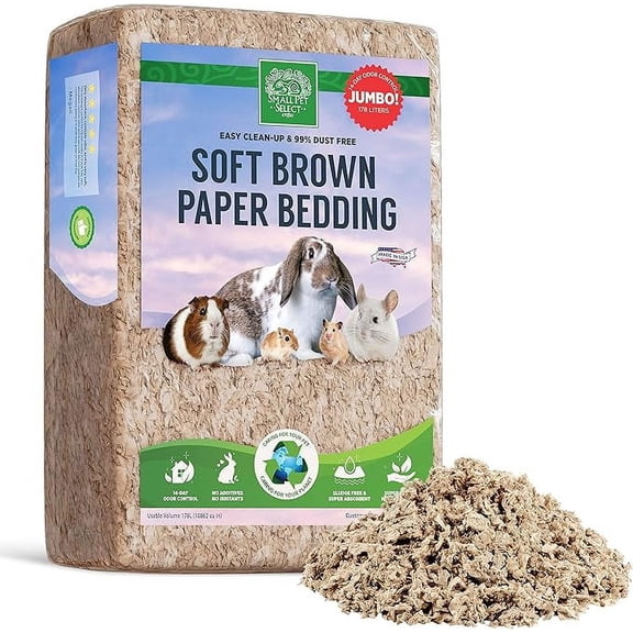 Small Pet Select Premium Small Animal Bedding, Natural Soft Paper Bedding for Small Indoor and Outdoor Pets, A, Jumbo Size 178 L Pack