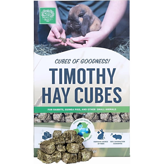 Small Pet Select - Straight Timothy Hay Cubes - 100% All Natural Timothy Hay, Not Blended - Delivered Fresh, Guarantee, (5 lb)