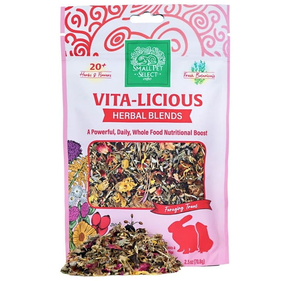 Small Pet Select - Vita-Licious Herbal Blend, a Natural Herbal Treat for Rabbits, Guinea Pigs, Hamsters, Gerbils, and Mice, 2.5oz