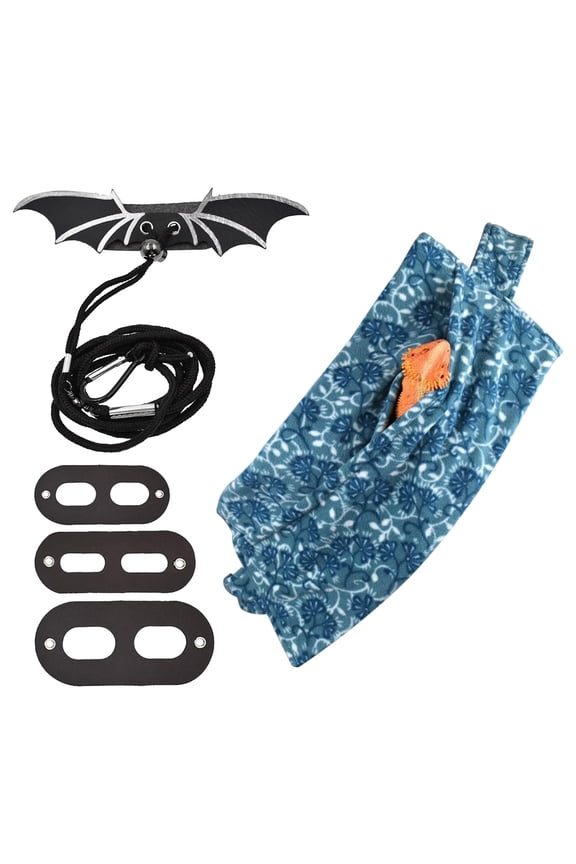 Small Pet Sling Carrier for Bearded Dragon Lizard Harness Leash Set with Wings