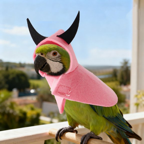 Small Pet Supplies Halloween, Devil Horn Bird Cloak, Soft Fabric Avian Apparel, Large Size