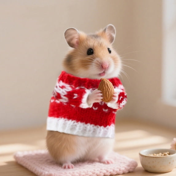 Small Pet Supplies Warm Knit Christmas Sweater Guinea Pig Clothes Small Dog Sweater Holiday Photo Prop for Hamsters Rats Red Festive Wear