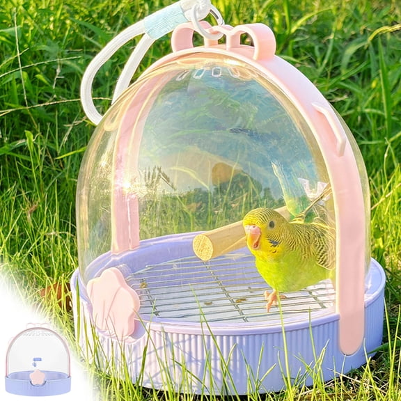 Small Pet Travel Carrier Portable Bird Cage for Parrots and Small Birds with Perch Lightweight Clear Plastic Small Animal Carrier for Travel and Vet Visits