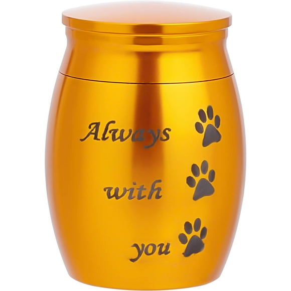 Small Pet Urns Always with You Memorial Ashes Holder Mini Paws Engraved Urns Metal Cremation Keepsake Stainless Steel Urns for Pet Dog Cat Bird Rabbit 1.16 x 1.59 Inch Gold Gold