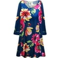 thumbnail image 1 of Small Petite Womens Long Sleeve Blue Spring Dream Tunic Tops Casual Loose Fitting Flowy Shirts Blouses, 1 of 4