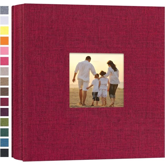 Small Photo Album 4x6 200 Photos Linen Cover Picture Photo Book for Family Wedding Anniversary Baby Vacation (Red,200 Pockets)