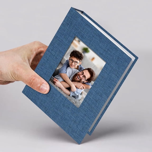 Small Photo Album 4x6 Slip-in Picture 50 Pages Holds 100 Photos, Portable Book for Wedding Family Baby Travel Blue
