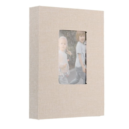 Uxcell Small Photo Album, 5 x 7 inch Linen Cover Picture Book Hold 52 Photos, Beige