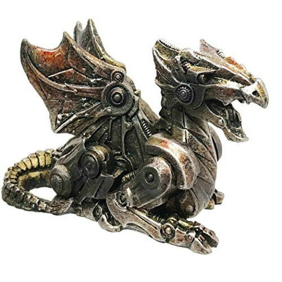 Small Photon Steampunk Mechanical Robotic Cyborg Winged Dragon Figurine Statue