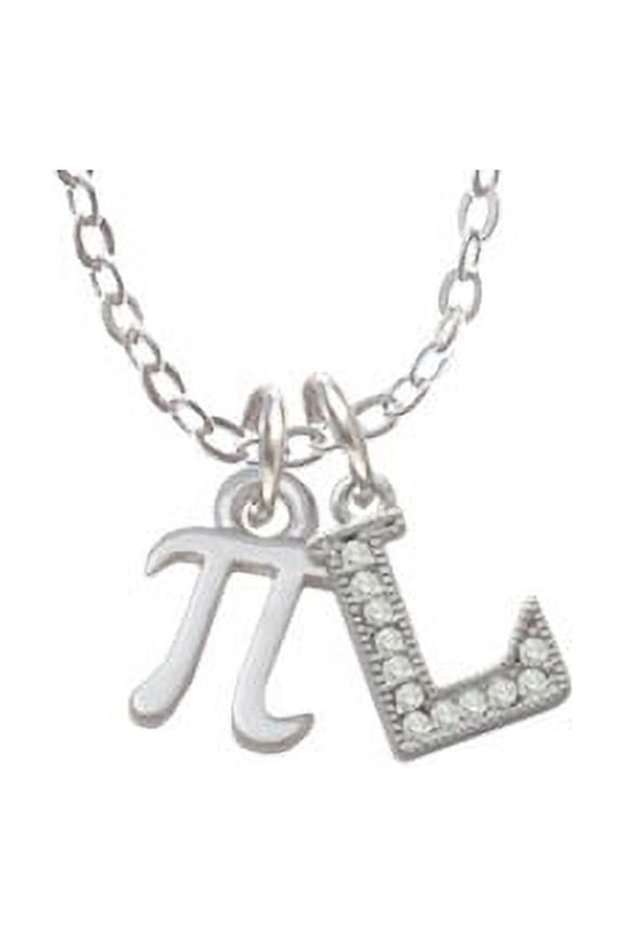 Small Pi - L - Crystal Initial Sophia Necklace, 18"+1"