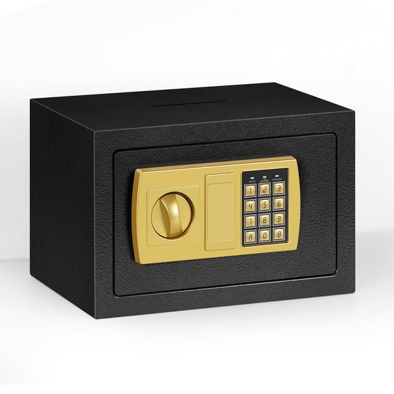 Small Piggy Bank Safe - Black Compact Cash Storage Safe Black Mini Vault Money Box